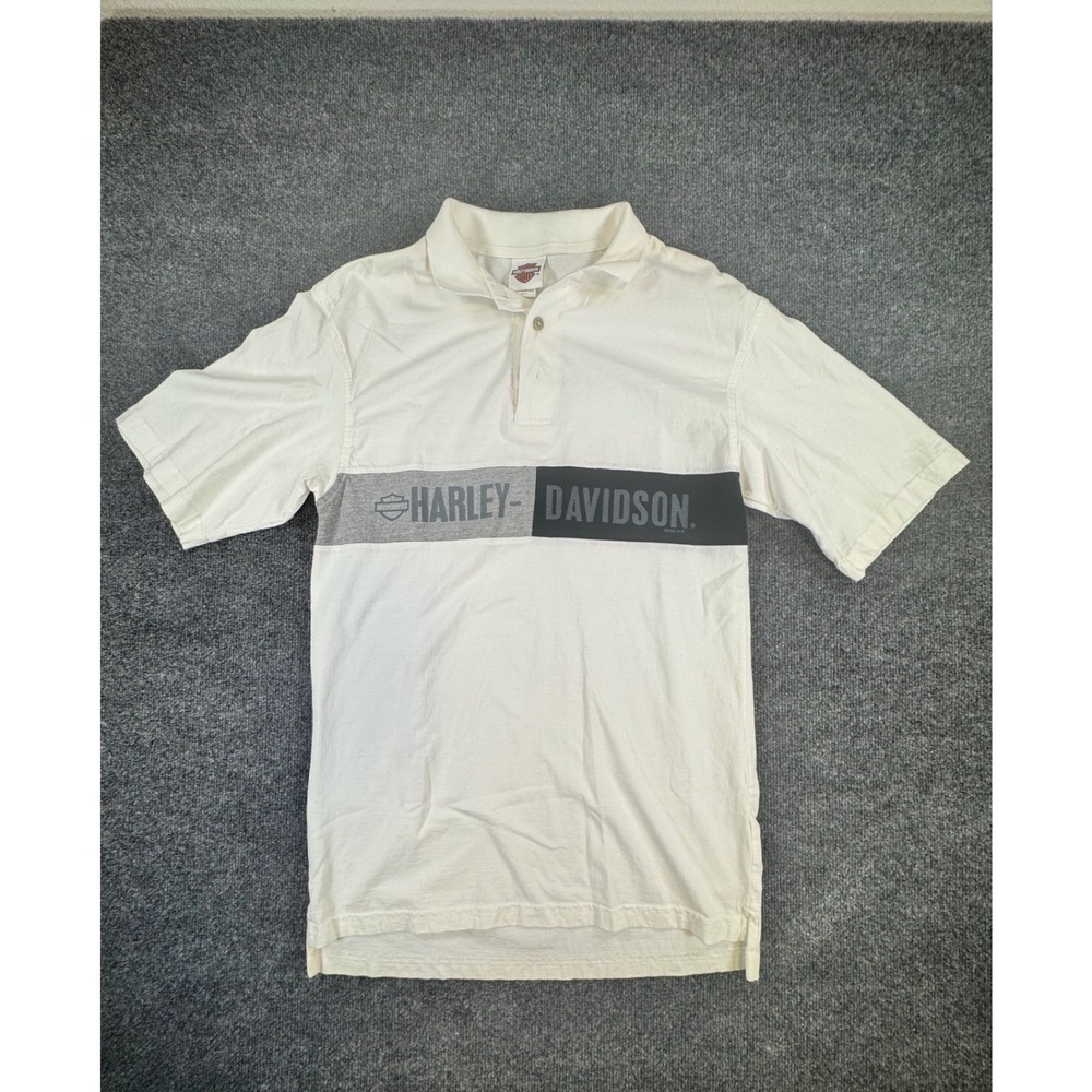 Harley Davidson Sturgis South Dakota‎ Polo Mens Small White Colorblock Logo